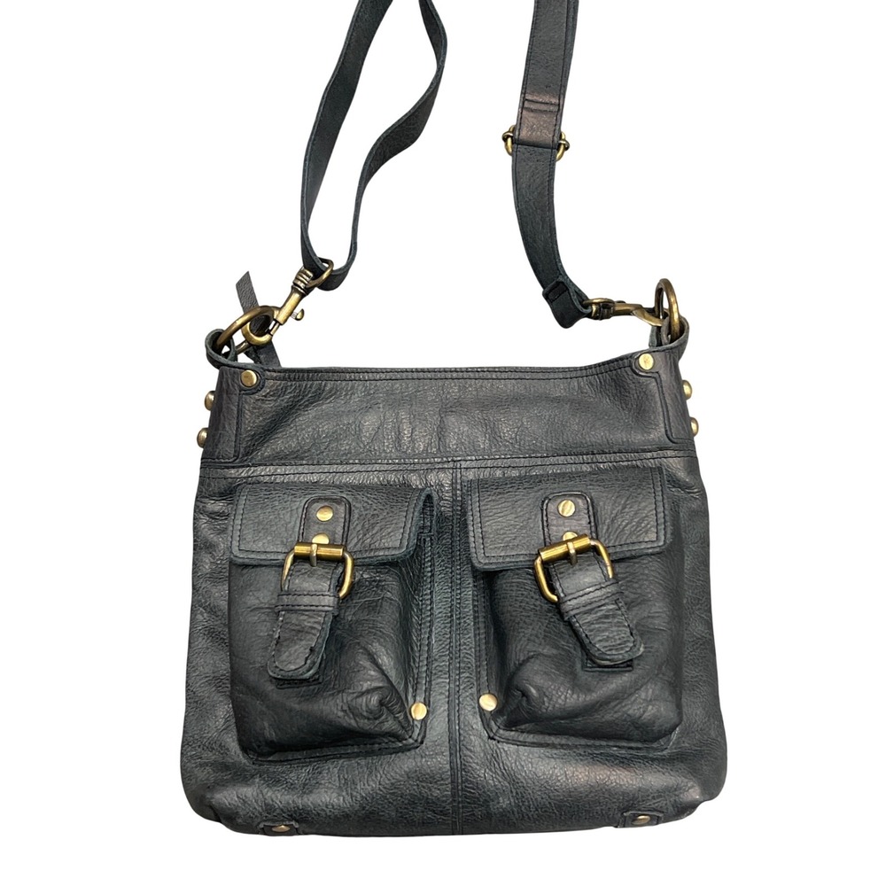 Anabaglish Pebbled Leather Crossbody Bag Cargo Buckle Messenger Purse